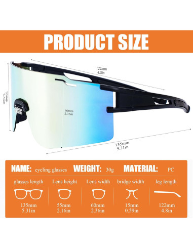 Gafas de sol deportivas polarizadas TR90 para ciclismo y béisbol