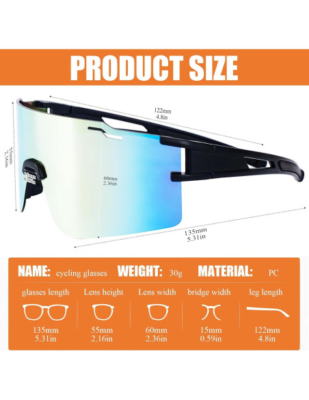 Gafas de sol deportivas polarizadas TR90 para ciclismo y béisbol