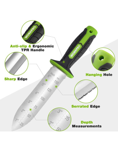 Cuchillo de Jardín Hori Hori WORKPRO 17.78 cm Acero Inoxidable