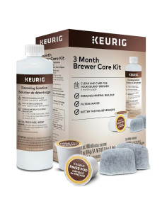 Keurig Kit de Mantenimiento de Cafetera 3 Meses - Solución Desincrustante, Filtros y Cápsulas