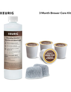 Keurig Kit de Mantenimiento de Cafetera 3 Meses - Solución Desincrustante, Filtros y Cápsulas 2