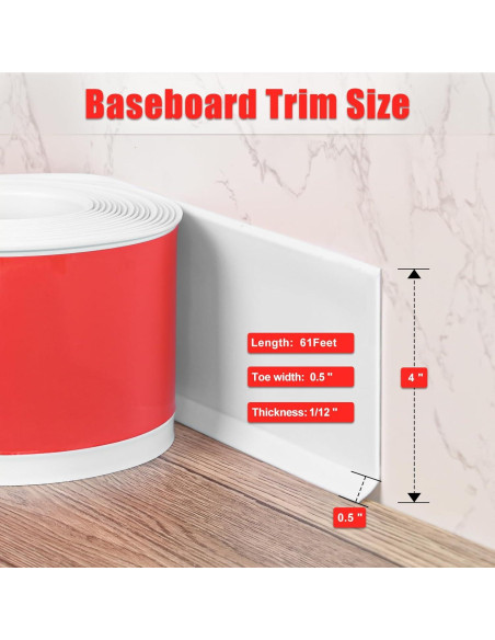 Moldura de Zócalo Autoadhesiva HEIDIBEAR 10.16 cm x 18.59 m