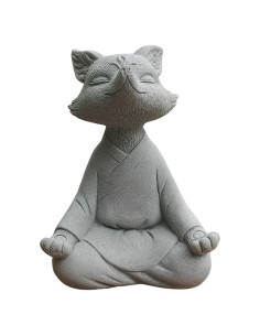 Estatua de Zorro Meditador Livelyfish - Arenisca 18.5x15.5 cm