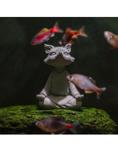 Estatua de Zorro Meditador Livelyfish - Arenisca 18.5x15.5 cm 2