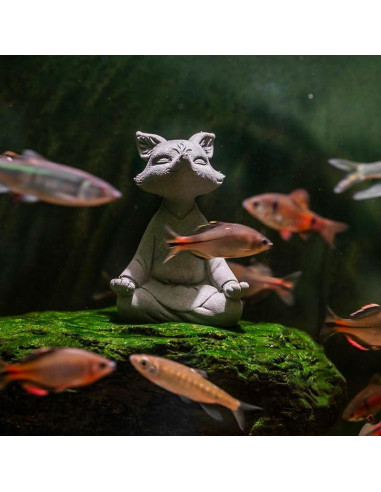 Estatua de Zorro Meditador Livelyfish - Arenisca 18.5x15.5 cm