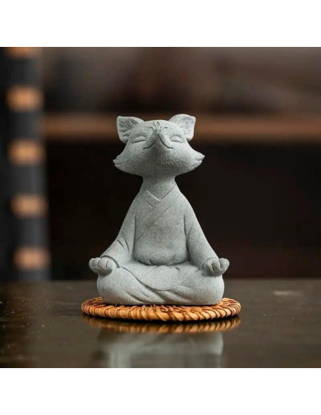 Estatua de Zorro Meditador Livelyfish - Arenisca 18.5x15.5 cm Estatua de Zorro Meditador Livelyfish - Arenisca 18.5x15.5 cm