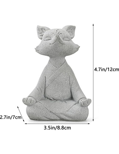 Estatua de Zorro Meditador Livelyfish - Arenisca 18.5x15.5 cm