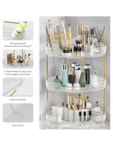 Organizador de Esquina YINGXUN 3 Niveles Cristal para Baño