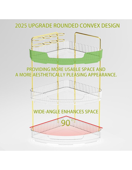 Organizador de Esquina YINGXUN 3 Niveles Cristal para Baño