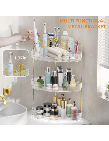 Organizador de Esquina YINGXUN 3 Niveles Cristal para Baño