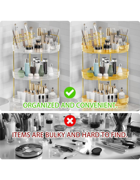 Organizador de Esquina YINGXUN 3 Niveles Cristal para Baño