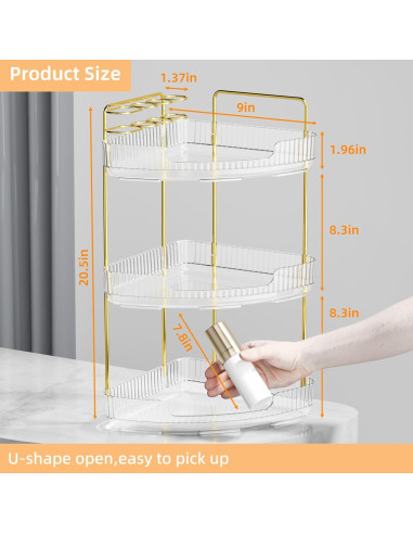 Organizador de Esquina YINGXUN 3 Niveles Cristal para Baño