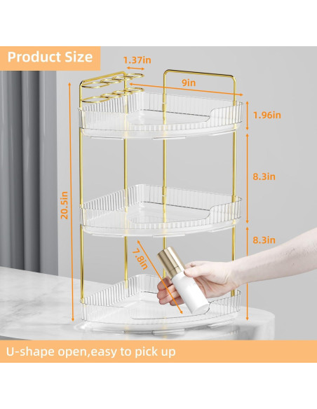 Organizador de Esquina YINGXUN 3 Niveles Cristal para Baño