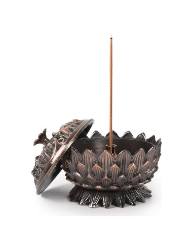 Soporte de Incienso Loto HOKPA en Bronce Rojo - 2 Piezas
