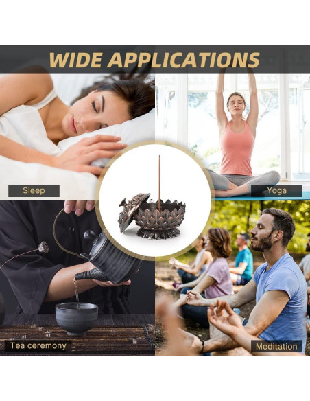 Soporte de Incienso Loto HOKPA en Bronce Rojo - 2 Piezas