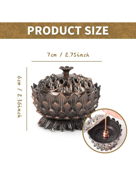 Soporte de Incienso Loto HOKPA en Bronce Rojo - 2 Piezas