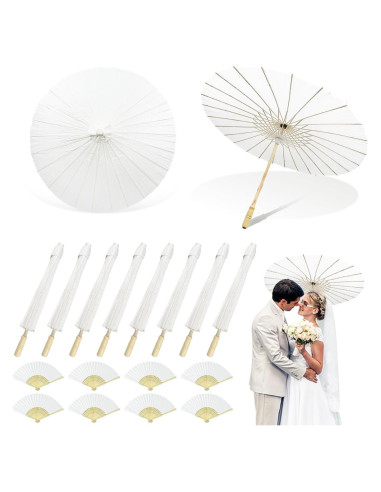 8 Pcs Paraguas de Papel Blanco Zansens 84 cm Decoración Boda