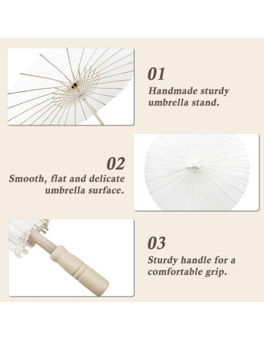 8 Pcs Paraguas de Papel Blanco Zansens 84 cm Decoración Boda