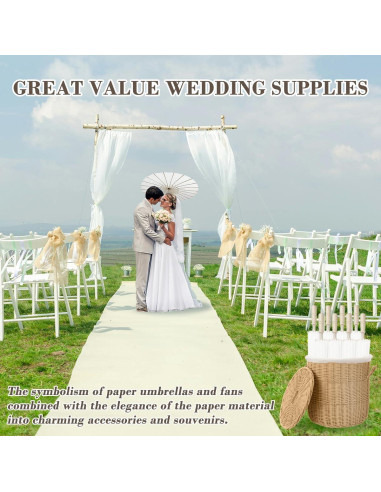 8 Pcs Paraguas de Papel Blanco Zansens 84 cm Decoración Boda