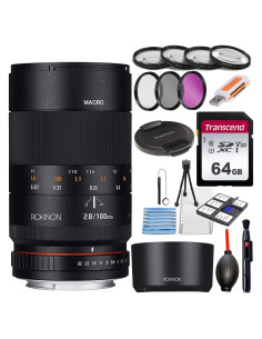 Lente Macro Rokinon 100mm f/2.8 para Nikon con Accesorios