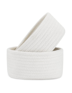 Cestas de Almacenamiento ABenkle 2 Piezas Algodón Ovaladas