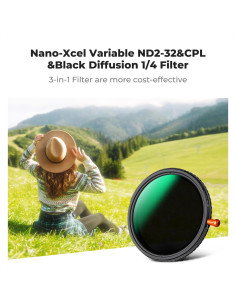 Filtro Circular K&F Concept 77mm Difusión Negra 1/4 y ND 2-32 2