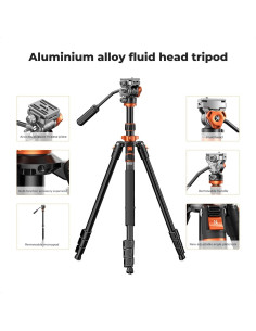 Trípode de Video K&F Concept 211cm para DSLR con Cabezal 3 Vías 2