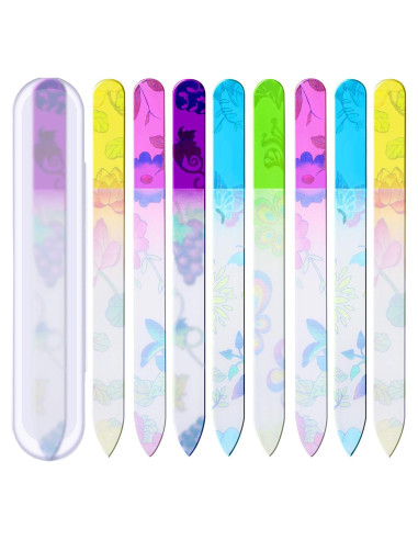 Mudder 8 Limadoras de Uñas de Vidrio con Fundas Coloridas