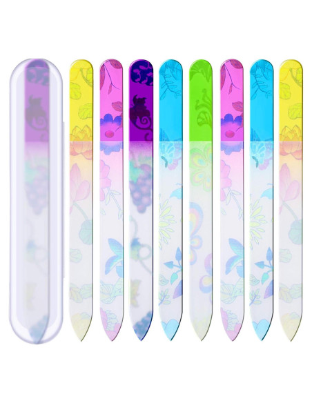 Mudder 8 Limadoras de Uñas de Vidrio con Fundas Coloridas