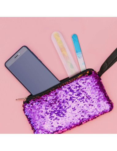 Mudder 8 Limadoras de Uñas de Vidrio con Fundas Coloridas