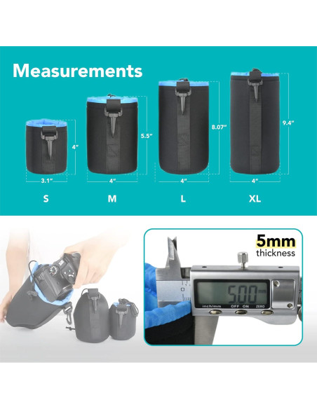 Bolsa de Neopreno Foto&Tech para Lentes 4 Piezas 5mm