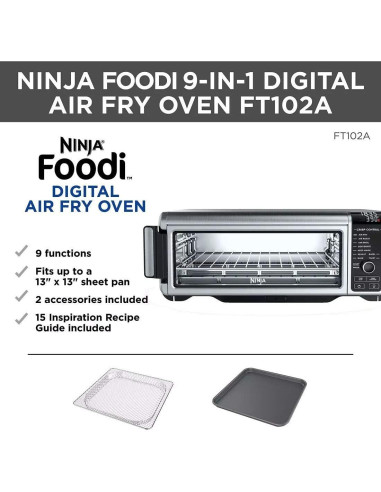 Horno Digital Ninja Foodi 9 en 1 Acero Inoxidable 1800W