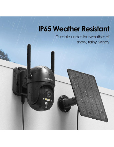 Cámara de Seguridad Solar SEHMUA 2K Inalámbrica Exterior
