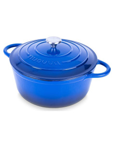 Olla de Hierro Fundido Esmaltada Nuovva 6.4L Azul 28cm