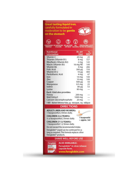 Feroglobin Líquido de Hierro 250ml - Suplemento Vitalidad