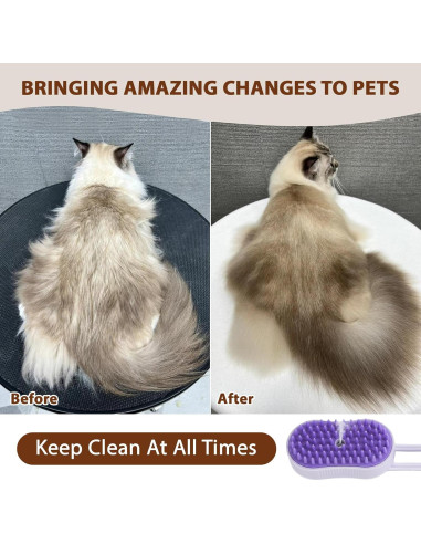 Cepillo de Vapor para Gatos 4 en 1 Baytion Púrpura