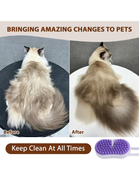 Cepillo de Vapor para Gatos 4 en 1 Baytion Púrpura