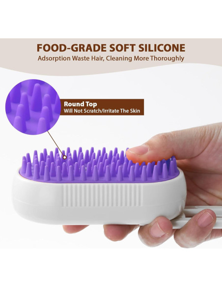 Cepillo de Vapor para Gatos 4 en 1 Baytion Púrpura