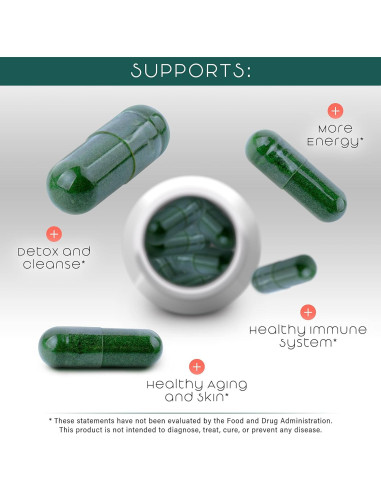 Cápsulas de Espirulina y Clorella Orgánica Teaveli 90 Ct