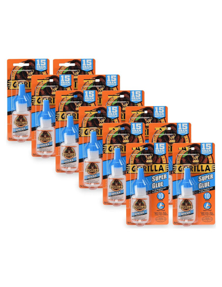 Gorilla Super Glue 15 g Claro - Paquete de 12 Unidades