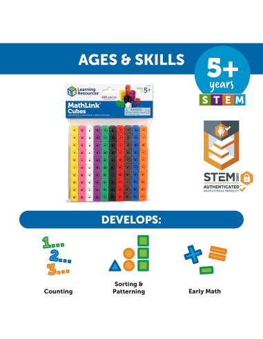 Cubos MathLink Learning Resources - Set 100 Cubos STEM 5+