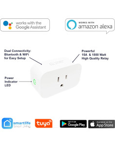 Enchufe Inteligente WiFi Smarter Living - Paquete de 4, 15A 2