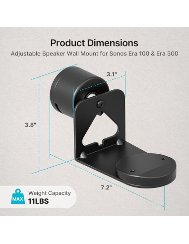 Soporte de pared ajustable PEGZONE para altavoces Sonos Era 100/300