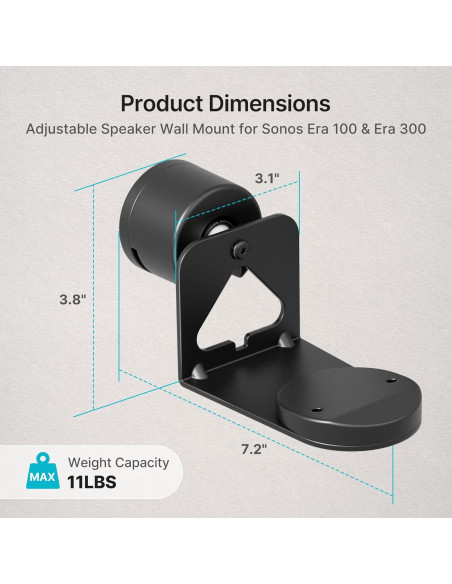 Soporte de pared ajustable PEGZONE para altavoces Sonos Era 100/300