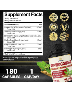 Cápsulas de Ashwagandha BMVINVOL 180 Veganas - Suplemento Herbal 2