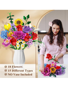 Juego de Construcción Ramo de Flores PLAXSOON 1015 Piezas 2