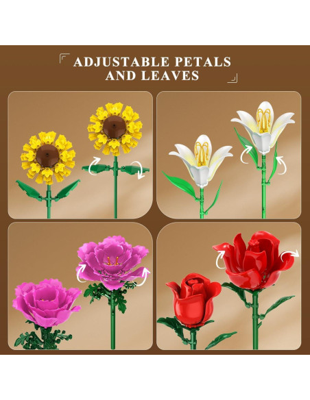 Juego de Construcción Ramo de Flores PLAXSOON 1015 Piezas