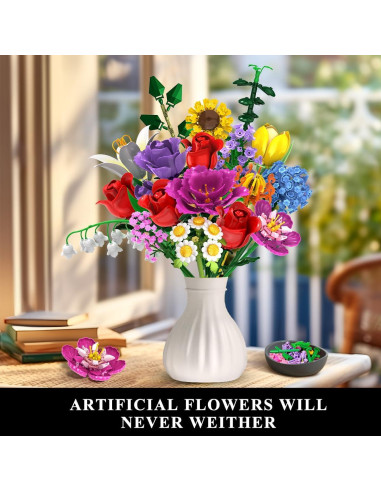 Juego de Construcción Ramo de Flores PLAXSOON 1015 Piezas