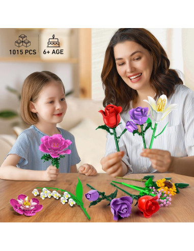Juego de Construcción Ramo de Flores PLAXSOON 1015 Piezas
