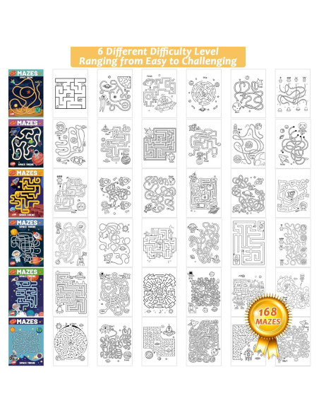Set de 6 Libros de Laberintos Espaciales para Niños